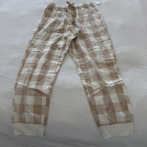 Old Navy Beige and White Buffalo-Check Lounge Pants
